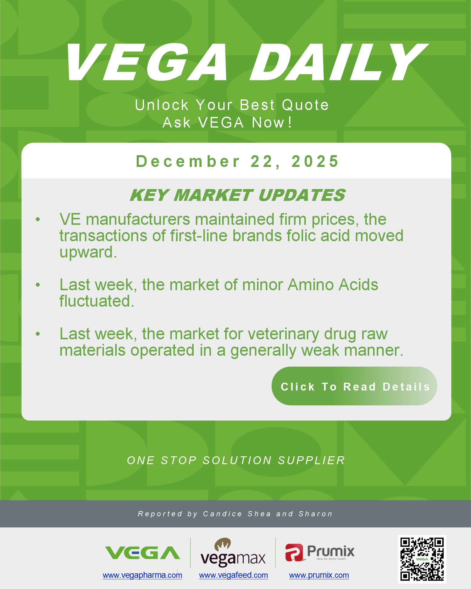 VEGA Daily Dated on December 22nd 2025 Vitamin Amino Acid APl Food Additives.jpg